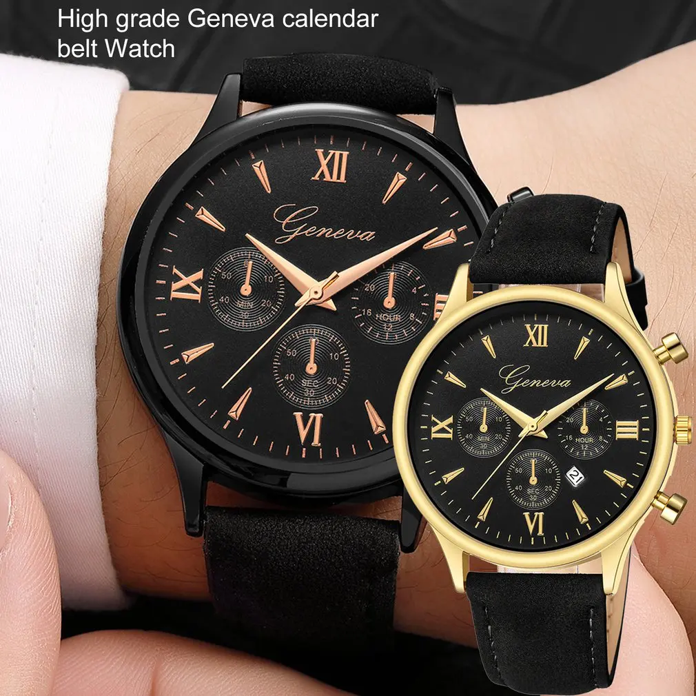 

Hot Mens Watch Fashion Men Date Case Alloy Synthetic Leather Analog Quartz Sport Watch Calendar Strap Watch Hot