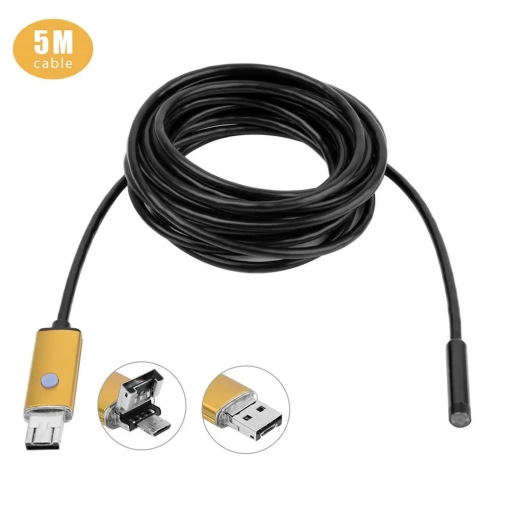 

5M 7mm Endoscope Camera 2 in 1 HD USB Android Endoscope Waterproof 6 LED Borescope Inspection Camera Endoscope For Android PC