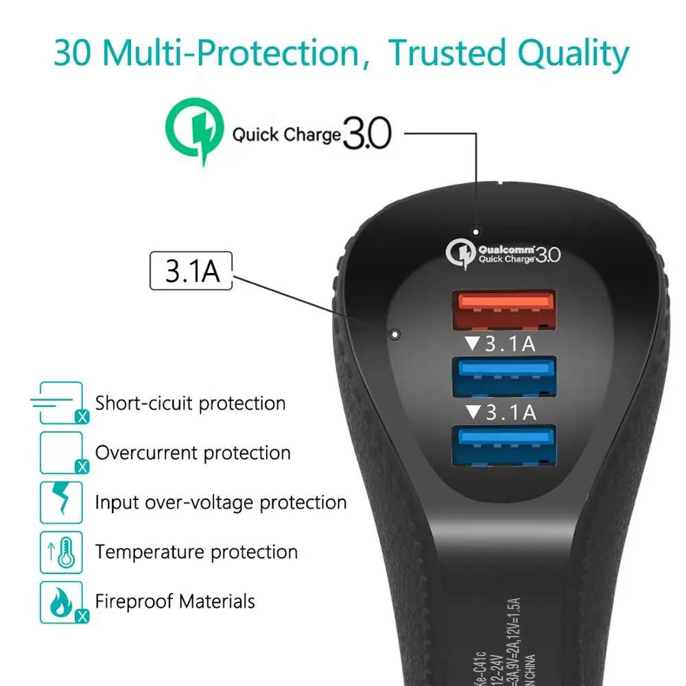 Быстрая зарядка QC 3 0 двойное автомобильное зарядное устройство адаптер