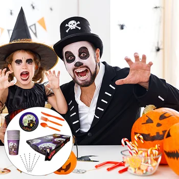 

1 Set Halloween Table Setting Supplies Party Tableware Set Halloween Flatware