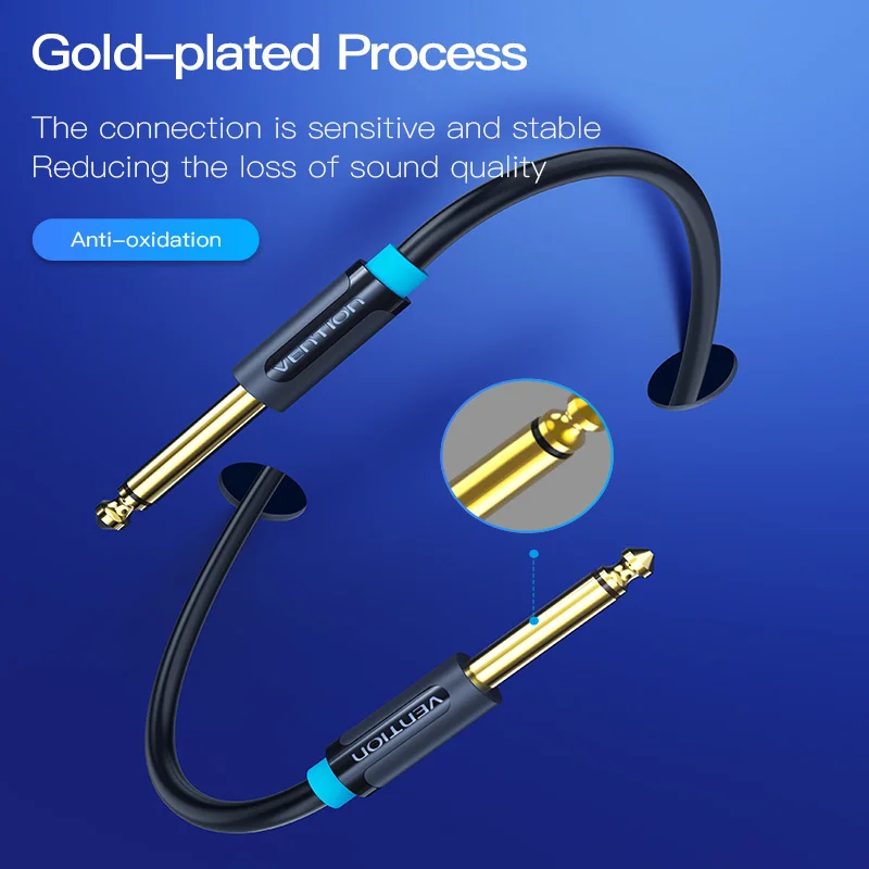 Premium Gold-Plated Audio Cable - 6.5mm Jack, 1m & 2m Lengths