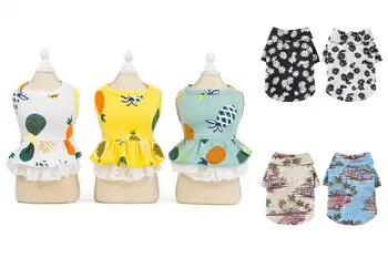 

Breathable Pet Dress Summer Puppy Pleated Skirt Sleeveless Garment Cute Princess Dress Pineapple Pattern Cat Dog Costume