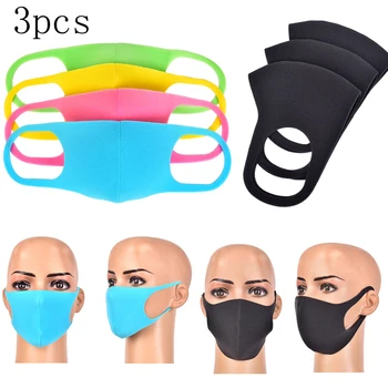 

3pcs Mask Anti Air Dust Smoke With Elastic Earloop Washable Mask Made Half Face Mask Mouth-muffle Wind Proof For Men Women