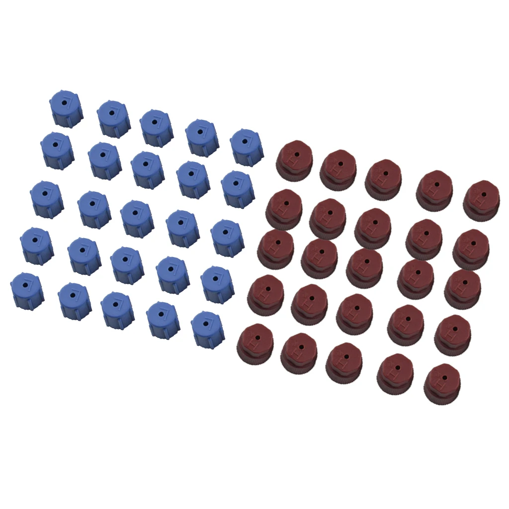 50Pcs/Set R134a 13mm & 16mm Air Conditioning Service AC System Charging Port Service Caps High Low Side Valve Adapter