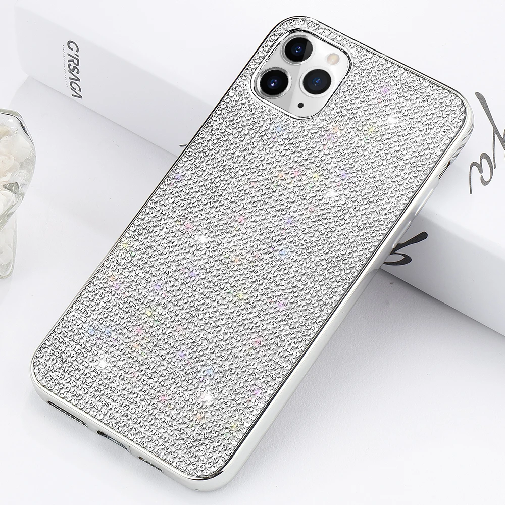 Серебристый LLZ. COQUE блестящие стразы чехол для iphone 11 Pro Max X XR XS MAX чехол с кристаллами для iphone 8 7 Plus 6 6s Мягкий ТПУ чехол - Цвет: Серебристый