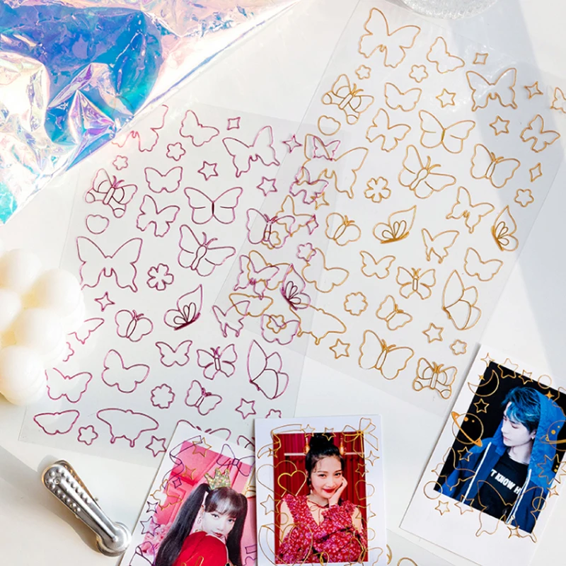 2pcs Hot stamping stickers Transparent waterproof butterfly Sticker for Laptops Phone Scrapbooking Diary Album Arts Diy Crafts | Дом и сад