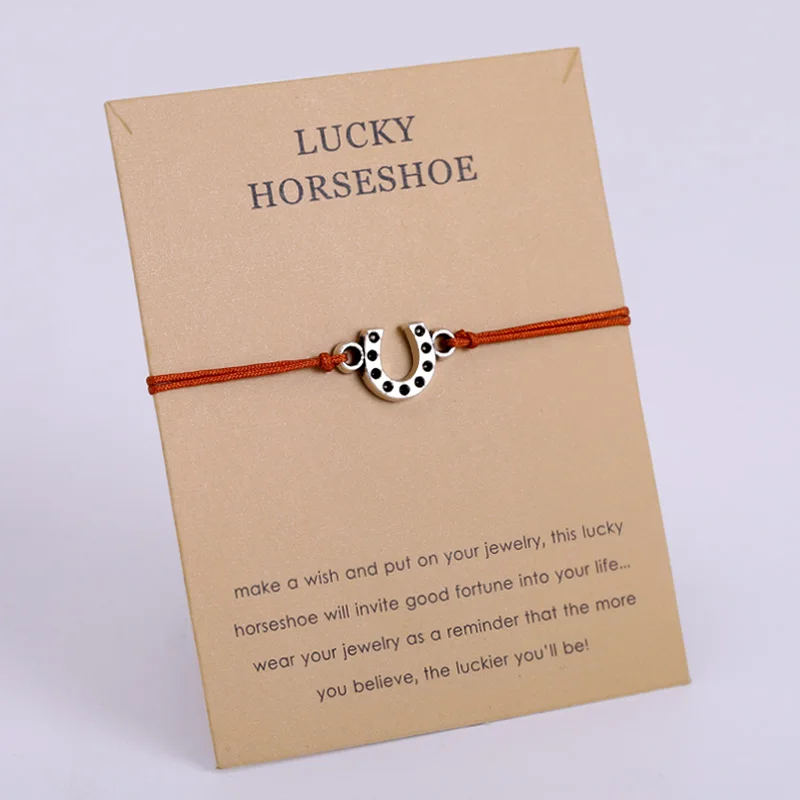 Wish Bone Lucky Horseshoe регулируемые браслеты с шармами Фортуна трилистник браслет для женщин мужчин унисекс девушка модные ювелирные изделия