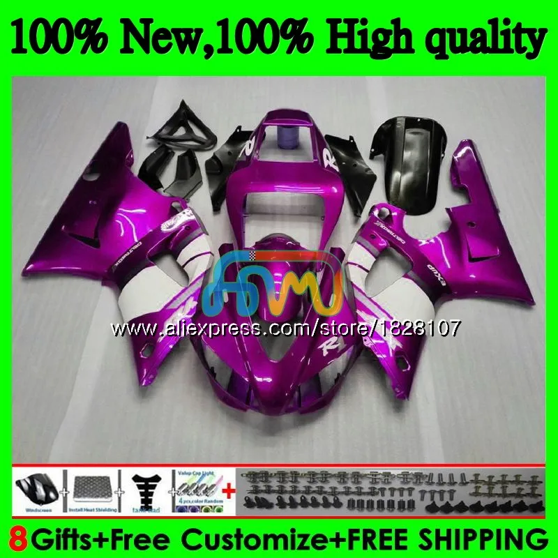 Body For YAMAHA YZF R 1 1000 YZF1000 YZFR1 98 99 Frame 120BS.75 Pink white YZF-1000 R1 YZF-R1 1998 1999 Fairing | Автомобили и
