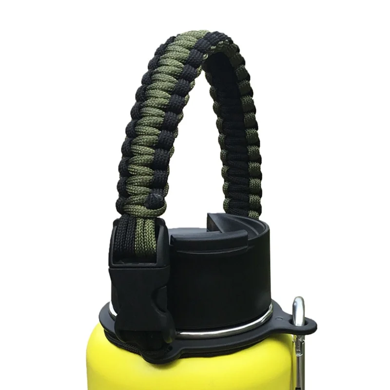 Paracord ручка бутылка для воды шнур ручка для колбы широкий рот с защитным кольцом и карабином для кемпинга оборудование