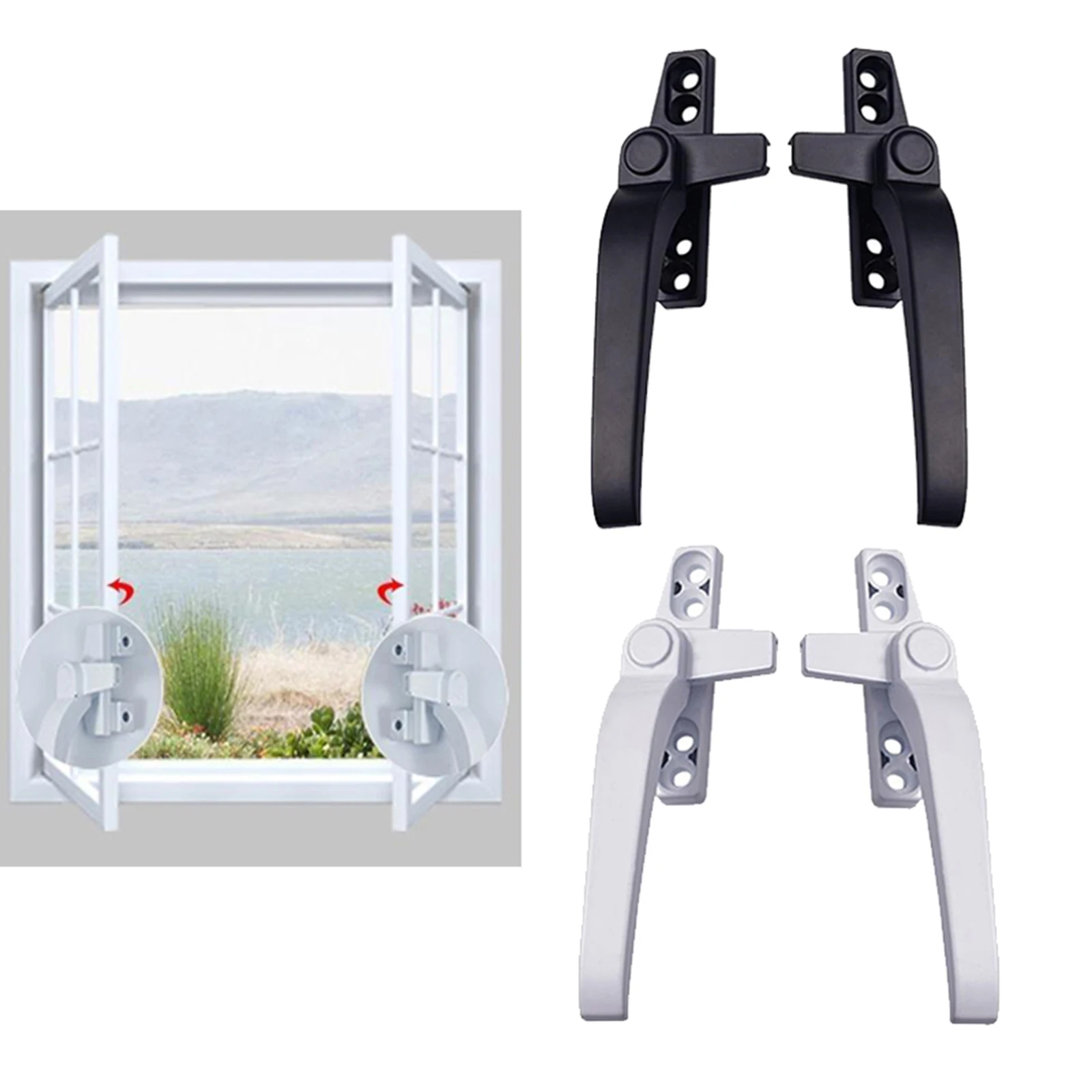 Aluminum Alloy Casement Locking Handle Left/Right Hand Off-Set Base Windows Fitting