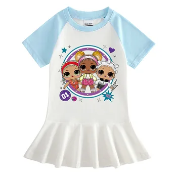

New Girls Dresses Cotton L.O.L doll summer Baby Girls Dress Princess Dress Kids Girls Clothes children's short sleeve clothing