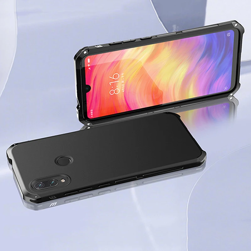 Текстурированная Противоударная металлическая рамка для Redmi Note 7 Note7 Global чехол
