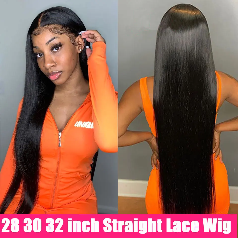 Frontal Wigs Human-Hair-Wigs T-Part Transparent-Lace Straight 30inch Long Remy-Bone