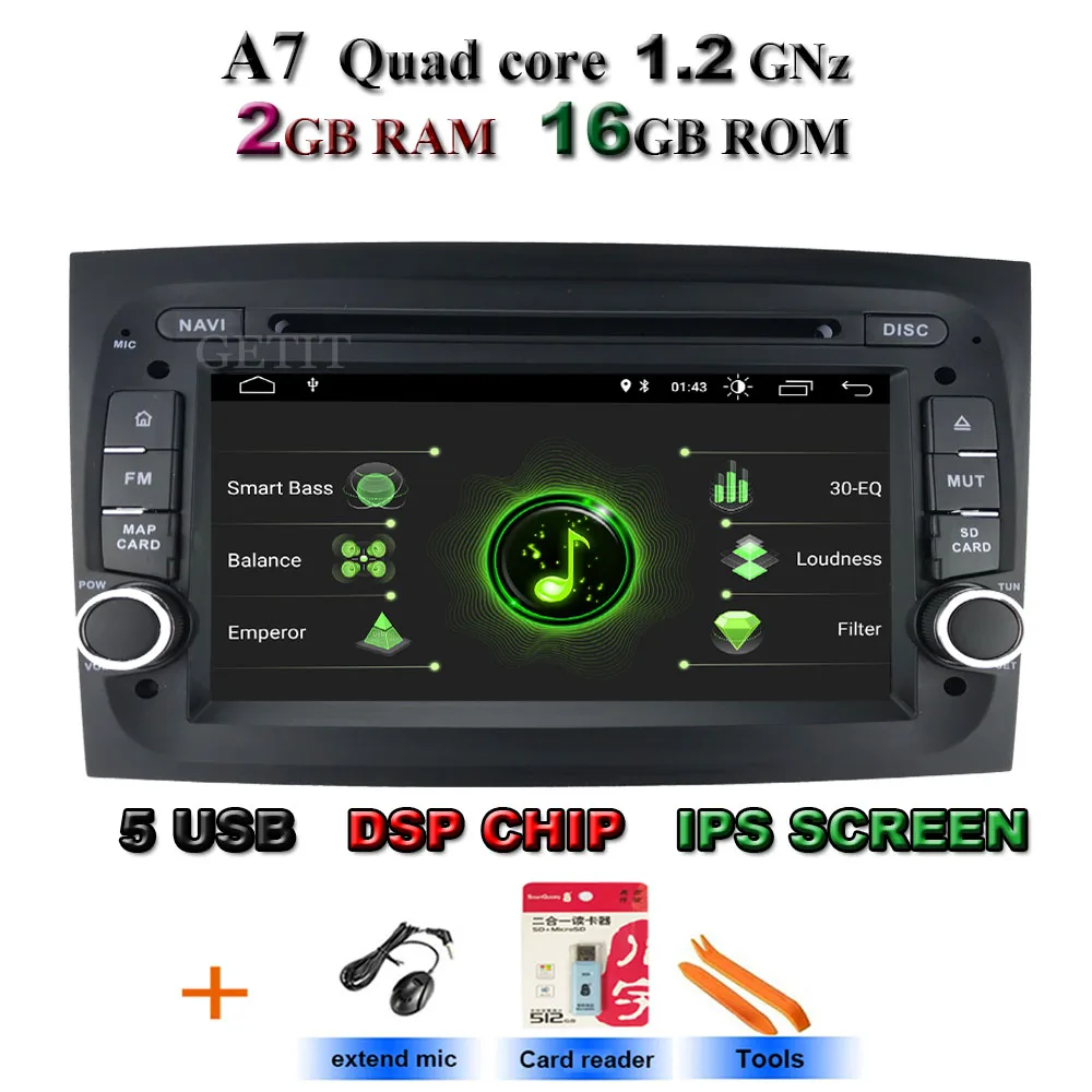 Ips Android 9,0 4G 64G Автомобильный dvd-плеер для Fiat Doblo gps радио - Цвет: A7-Standard