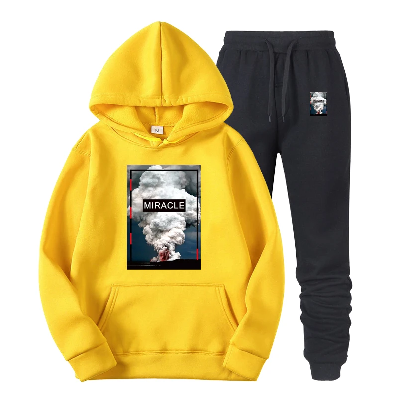 

New 2019 Brand Tracksuit Men Thermal Men Sportswear Sets Fleece Thick Hoodie+Pants Sporting Suit Casual Sweatshirts Sport Suit