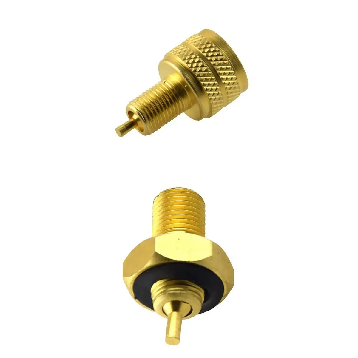 2 Pieces External + Internal Tire Valve Stem Adapter (Copper+Rubber)