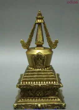 

Tibet Buddhism Brass Sakyamuni Tathagata Relics Buddha Stupa Pagoda Tower Statue