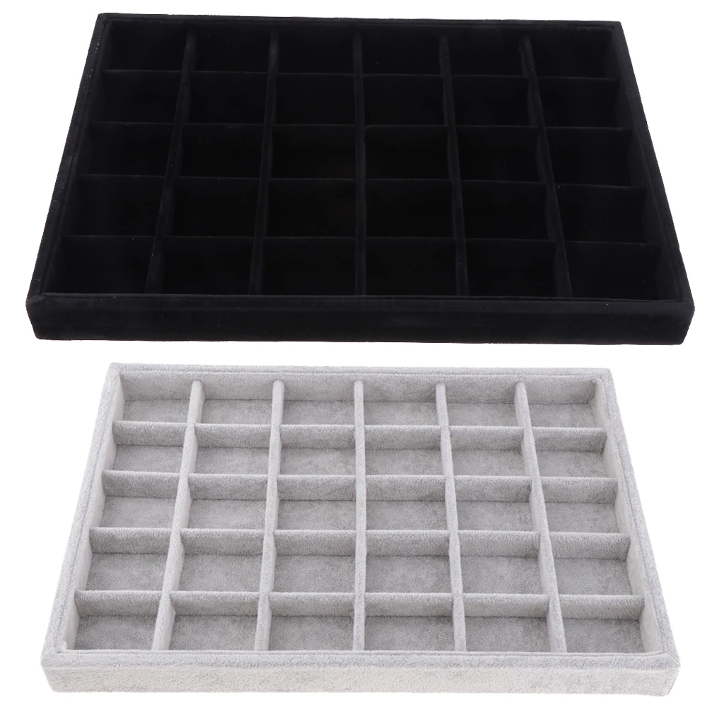 Premium Velvet Stackable Jewelry Tray Showcase Display Organizer for Necklaces Anklets ewelry Packaging  2 Colors for Choose
