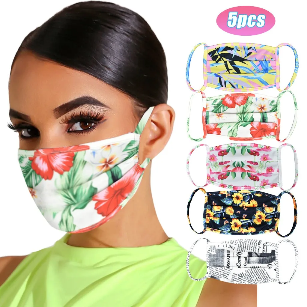5PC Adult Fashion Printing Washable Dustproof Windproof Fog Haze Mask Costumes Cosplay Accessories masque Mascarill Mouth |