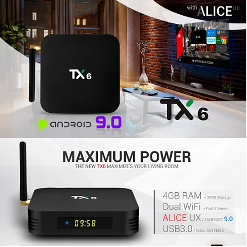 ТВ приставка Android 9,0 Смарт ТВ приставка TX6 Android ТВ приставка 4 Гб ОЗУ 64 Гб Allwinner H6 четырехъядерный USD3.0 2,4G/5 ГГц WiFi 4K ТВ приставка Tanix TX6