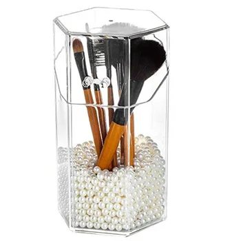 

Acrylic Cosmetic Brush Organizer With Cover Brushes Holder Box For Home Clear Dustproof