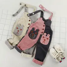 В году, осенние детские комбинезоны детские Свободные Теплые вельветовые штаны вельветовые повседневные брюки для мальчиков и девочек Комбинезон для девочек от 0 до 3 лет