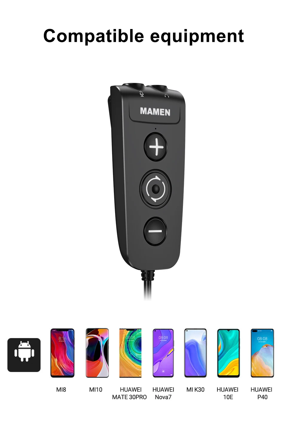 MAMEN Voice-changing Recording MIC Type-C Plug Lavalier Microphone with 6 Sound Effect for Android iOS Smartphone Live Streaming