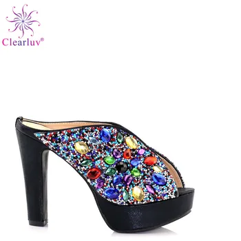 

High Quality African Women Shoes Decorated with Rhinestone Italy Women Shoe for Party Italian Women Summer Sexy High Heels Pumps
