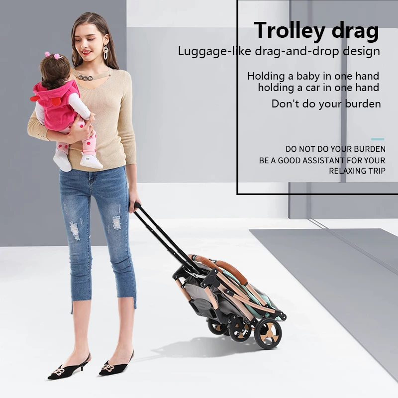  Lightweight stroller aluminum alloy frame stroller folding car baby portable cart child four-wheele