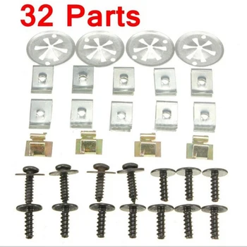 

32pcs Car Clips Replacement Vehicle Fastener Under Cover Fixing Engine Bottom Guard Board Screw Set Undertray For Golf MK4 Bora