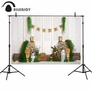 

Allenjoy easter spring photogrphy backdrop plants bunny rabbit door background cute child photophone photocall for photo studio