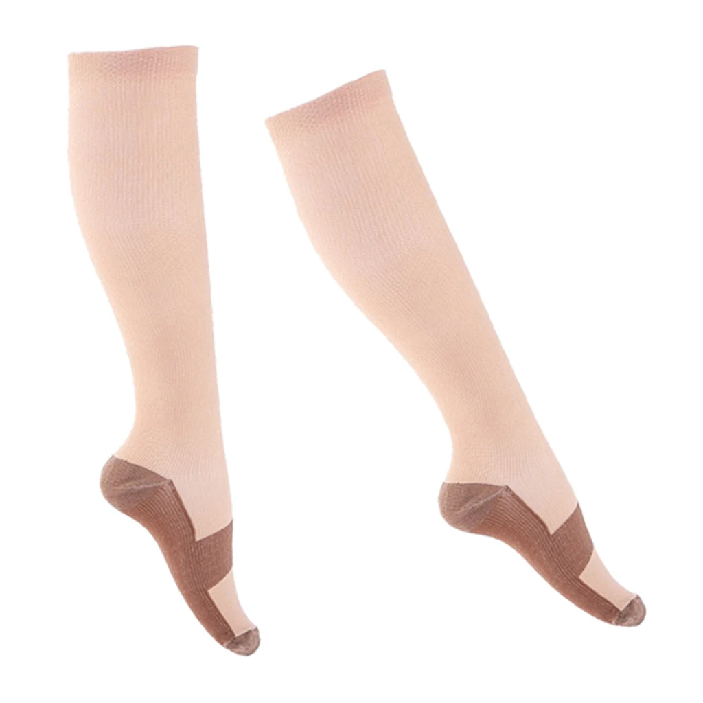 Unisex Copper Infused Compression Socks Calf Sleeve 20-30mmHg Graduated Flight Travel Anti-Fatigue Knee Stockings Magic sock