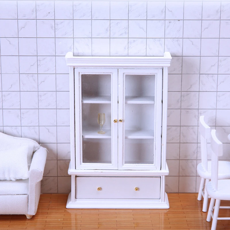 

Детская игрушка ручной работы 1/12 1/8 1/6 BJD.SD аксессуары для кукол BJD/SD фото реквизит для куклы белый стеклянный шкаф 1 шт.