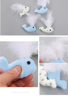 

1pc Cute Whale Feather Plush Cat Toy Cute Super Soft Feather Plush Pet Toy Cat Self-hey Bird Whale Shape Pet Supplies 4colors