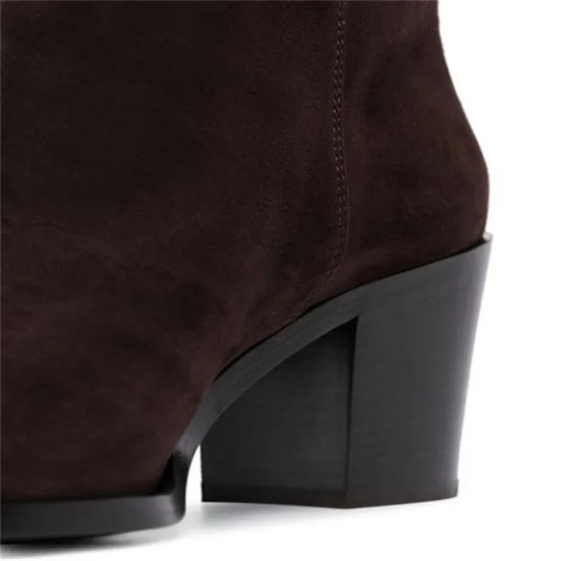 Prova Perfetto женские сапоги до колена осенние коричневые модные женские сапоги на толстом высоком каблуке высокие сапоги женская обувь размер 43