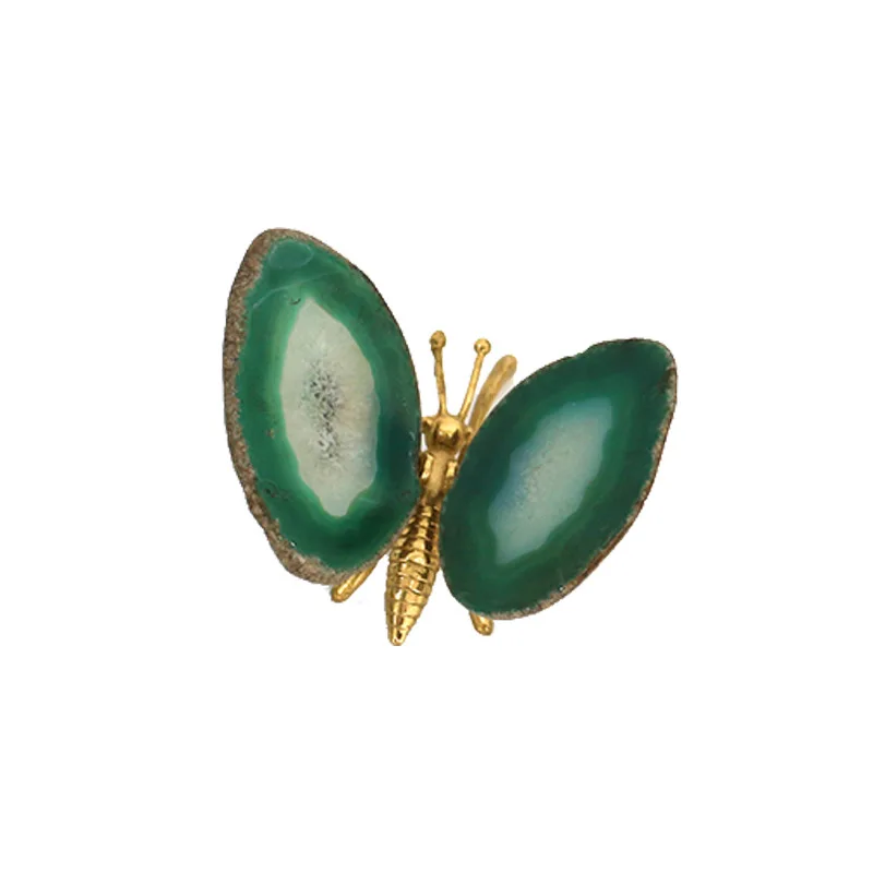 Butterfly Craft Decoration Agate Slice Healing Reiki Stone Quartz Pendant Mineral Home Decor Natural Agate Geode Polished