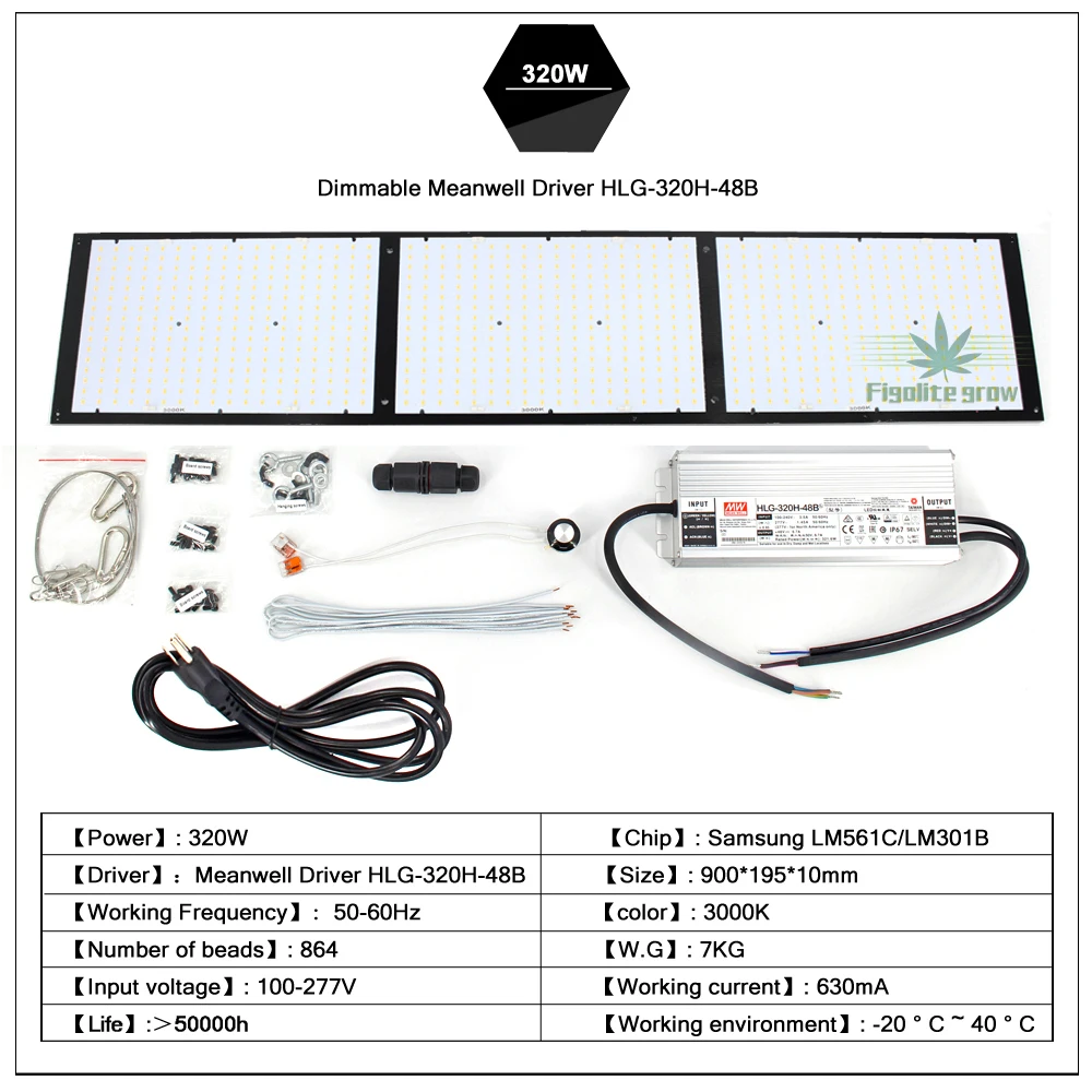 Figolite grow 320 Вт диммируемая Квантовая плата Светодиодная лампа для выращивания с чипами samsung lm301b для выращивания растений комнатной медицины