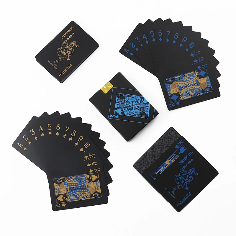 55pcs new Waterproof PVC Pure Black Magic Box-packed Plastic Playing Cards Set Deck Poker Classic Magic Tricks Tool