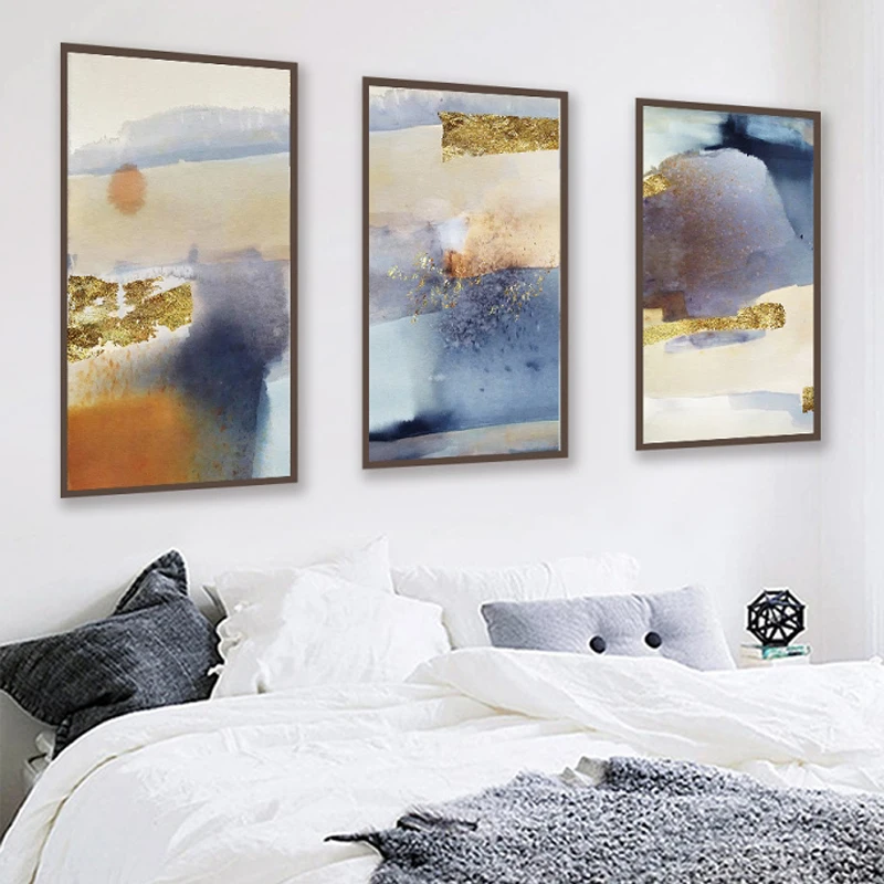 

Modern Simplicity Mosaic Combination of Golden Abstract Canvas Poster Print Paintings for Living Room Modern Cuadros Art 2-75