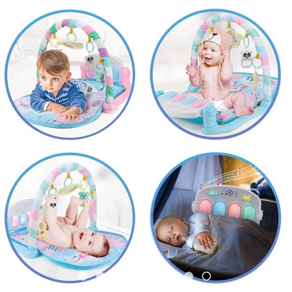 Rack de Brinquedos Tapete de Fitness Esteira do Jogo Música com Teclado de Piano Presente para Crianças Bebê Ginásio Puzzles Educativos Chocalho Infantil Mat 8 Brinquedos e hobbies