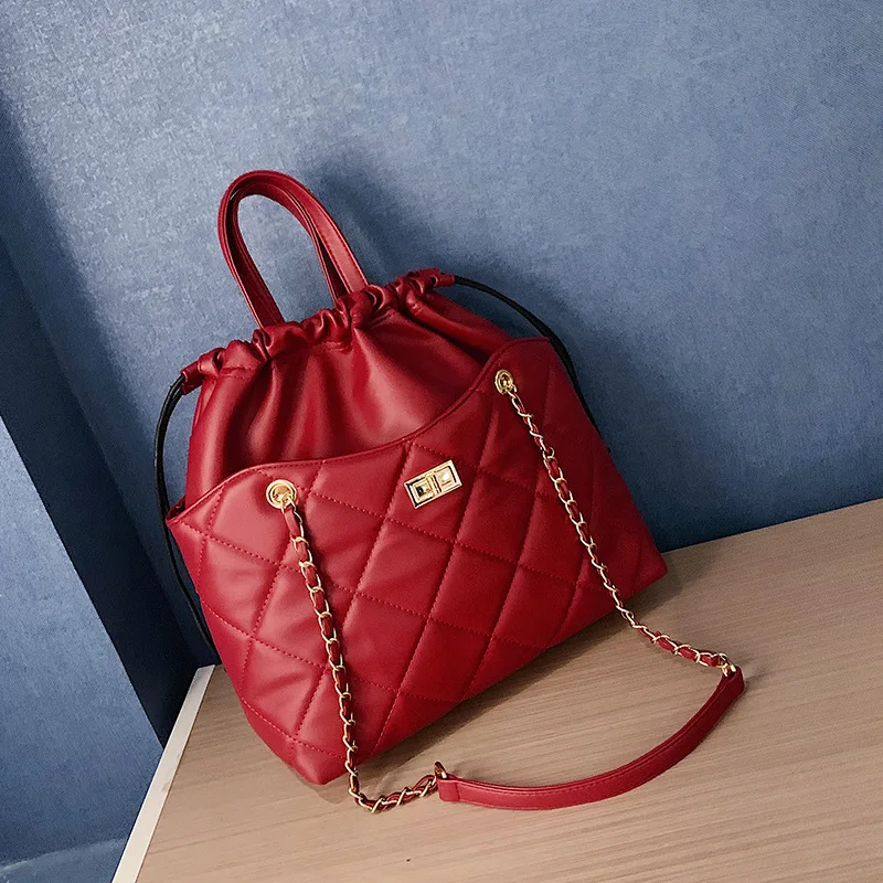 Новое поступление большая сумка женская новая стильная модная ромб цепь Большая сумка с замком ручная сумка через плечо