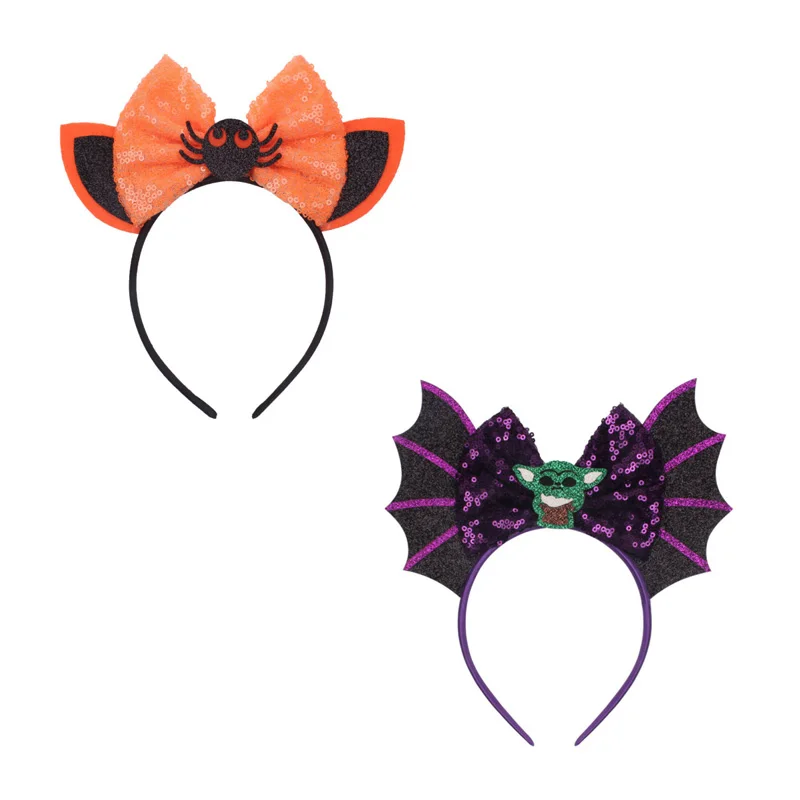 

2 Pcs/lots Sequin Halloween Hairbands For Girls Kids Funny Glitter Spider Headband Festival Party Hair Accessories