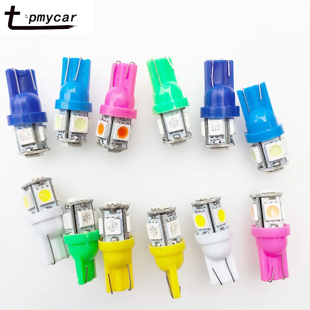 100 шт./лот T10 5Smd 5050 W5W 192 168 194 ВОДИТЬ Автомобиль светильник лампы белого, розового, голубого, зеленого цветов для Желтые красные лампочки 12v 6500k просвет светильник