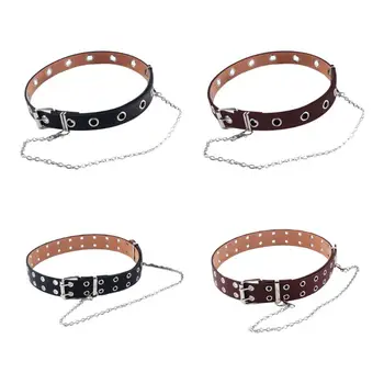 

Women Belt Imitation Leather Pin Buckle Waistband Punk Jeans Shorts Decorative Coffee;Black
