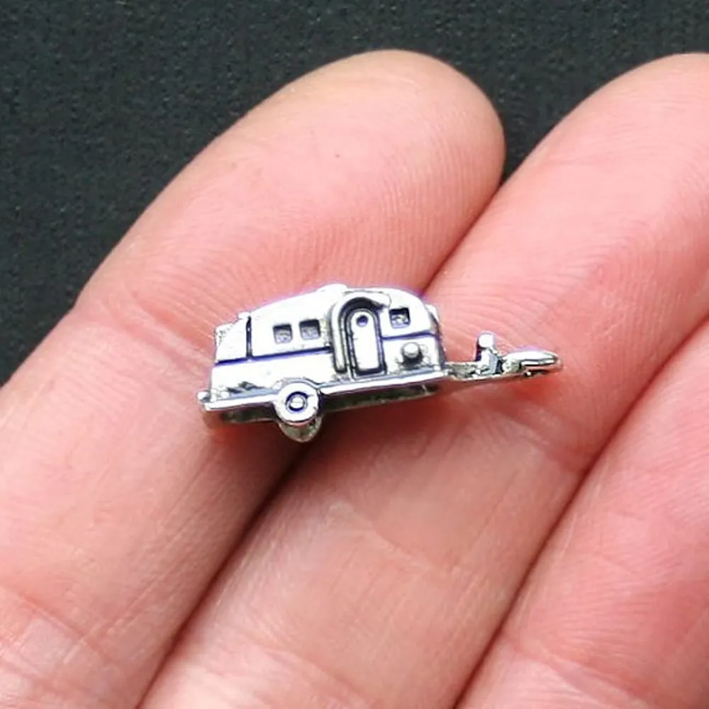 

5PCS/lot Vintage Bronze Silver Color Camper Trailer Charms Pendant Keychain For DIY Accessories Handmade Jewelry Making Supplies