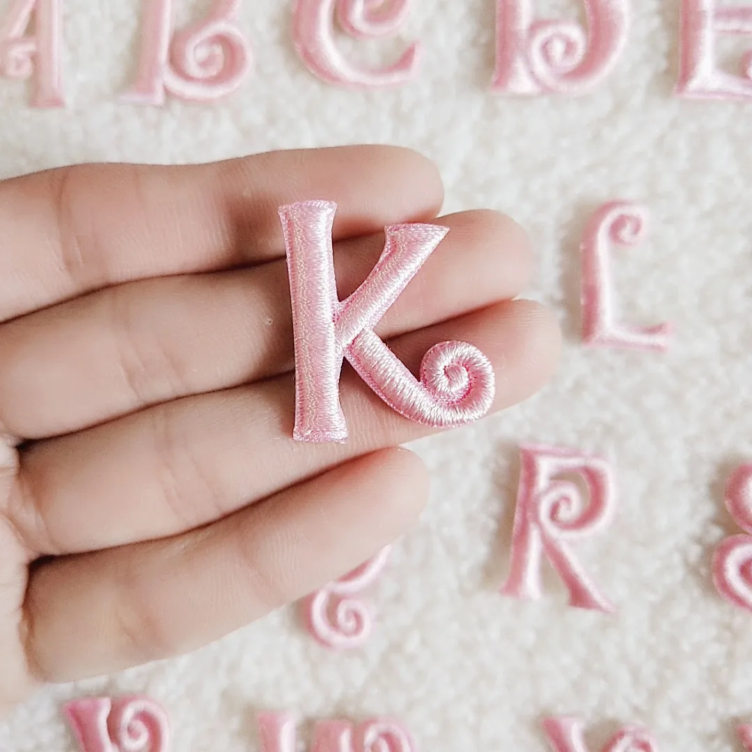 Self-Adhesive Pink Letter Patch for Clothing Embellishment