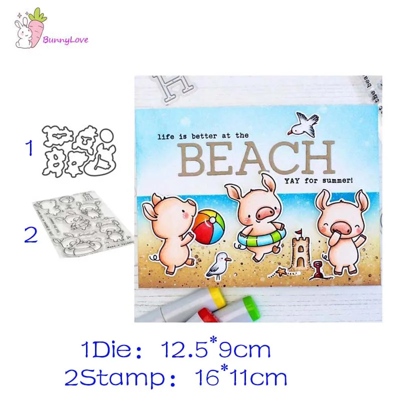 

Piggy Metal Cutting Dies and clear stamps DIY Scrapbooking Card Stencil Paper Craft Handmade Album