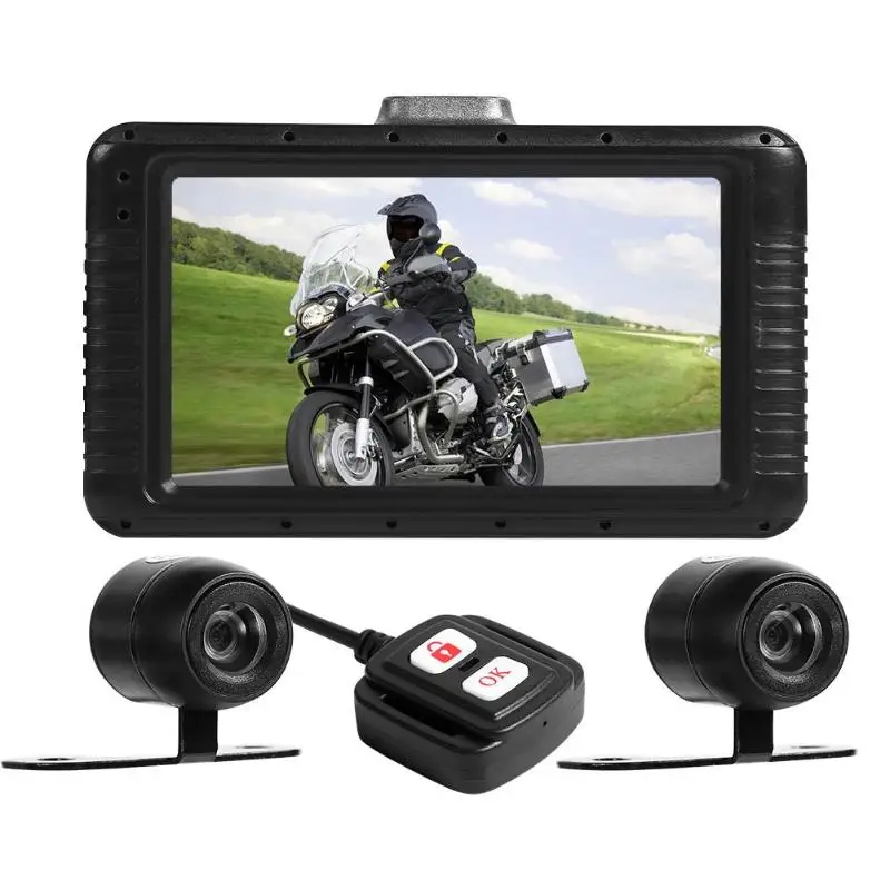 Мотоциклетный видеорегистратор, зеркальный видеорегистратор FHD 1080P+ 720 P, двойной объектив, водонепроницаемая Экшн-камера с дистанционным управлением, мониторинг парковки