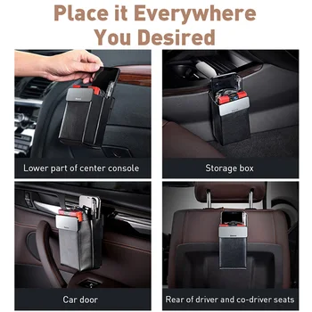 Baseus Magnetic Car Organizer Leather Car Storage Auto Pouch Bag Box Pocket Holder For Phone Card Backseat Seat Car Accessories 5