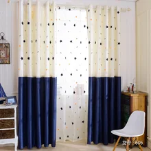 

American Small Fresh New Children's Room Shading Stitching Embroidered Curtain Fabric Curtains for Living Dining Room Bedroom